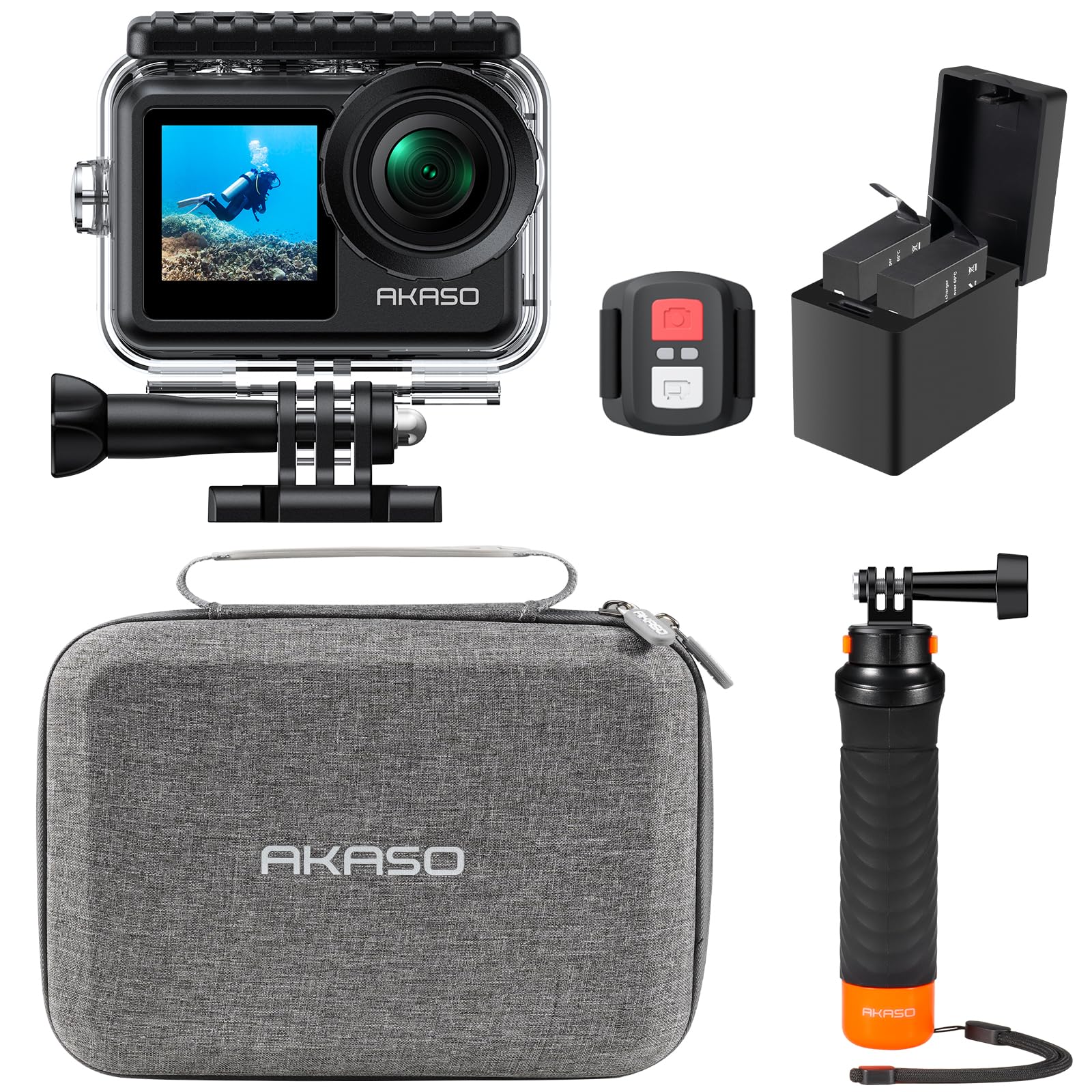 AKASO Brave 7 LE アクションカメラ 4K60fps 20MP IPX7本機防水 40M防水 水中カメラ 六軸手ぶれ補正 アクションカム デュアルカラー タッチパネル式 タイムラプス WiFi/Type-C外部マイク対応 1350mAhバッテ｜湖南オンライン