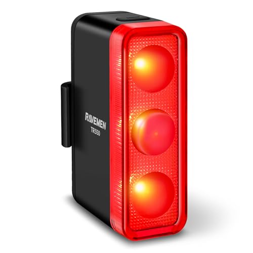 RAVEMEN TR350 テールライト リアライト ブレーキセンサー＆自動オンオフ 350ルーメン ６つ調光モード 3つ高輝度LED 最大39時間連続使用可能 USB-C充電 電量提示 モード記憶 軽量 昼夜通用 ロードバイクサイクリング PSE認証済
