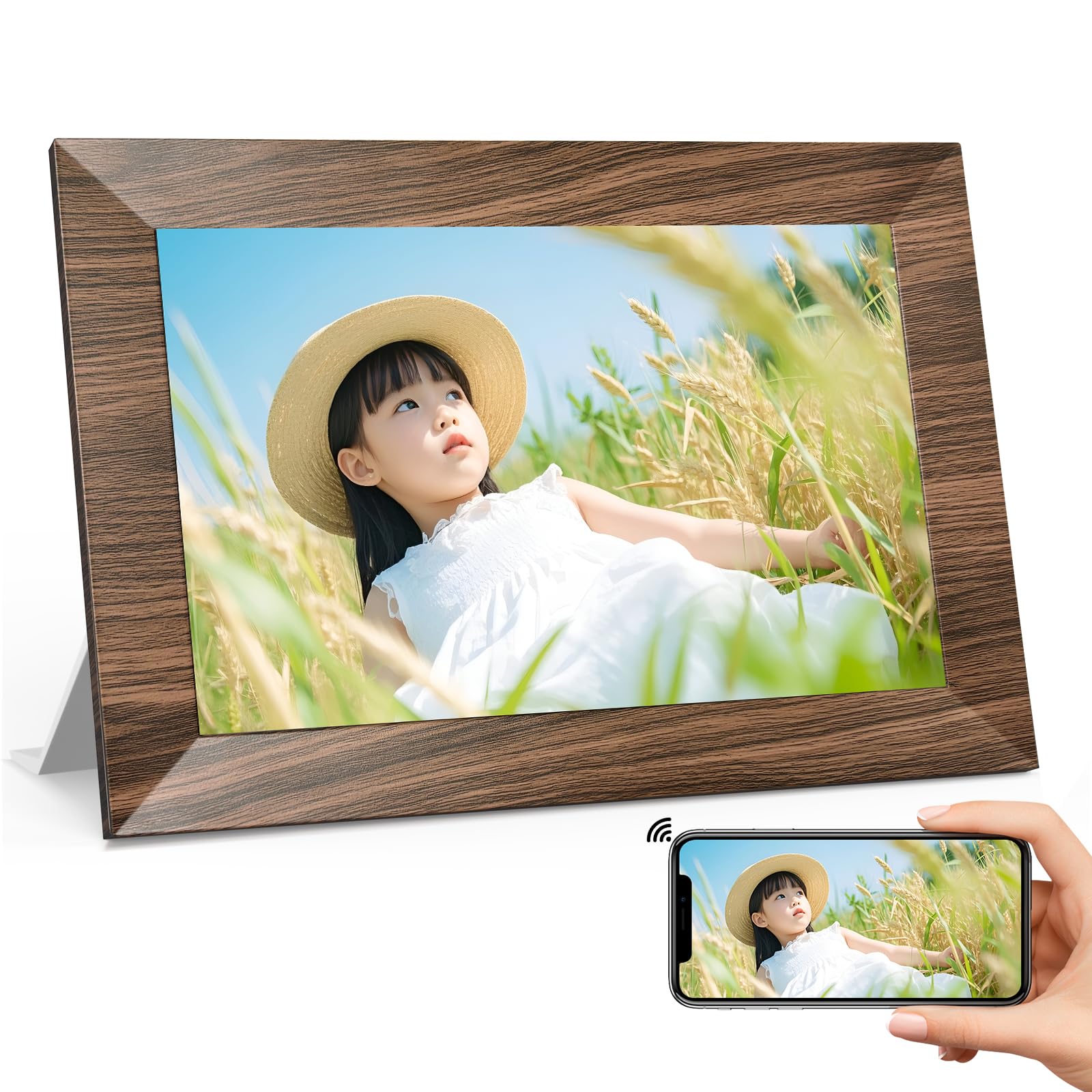 BWJBSW デジタルフォトフレームWiFi 10.1インチ 32GB内蔵 1280×800解像度 デジタル写真立て タッチスクリーン 64GB SDカード/Type-C USBメモリ拡張可 デジタルアルバム 自動回転 遠隔転送 フォトフレーム写真/動画再