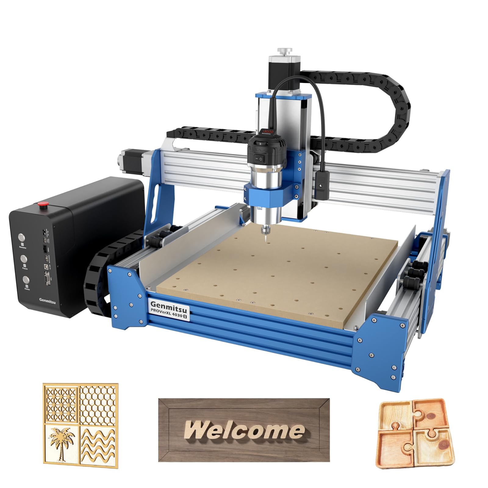 Genmitsu PROVerXL 4030S CNCルーターマシン(木工用)、710Wスピンドル、アップグレード3軸CNCフライス盤(木材・金属・アクリル用)、GRBLコントロール|湖南オンライン