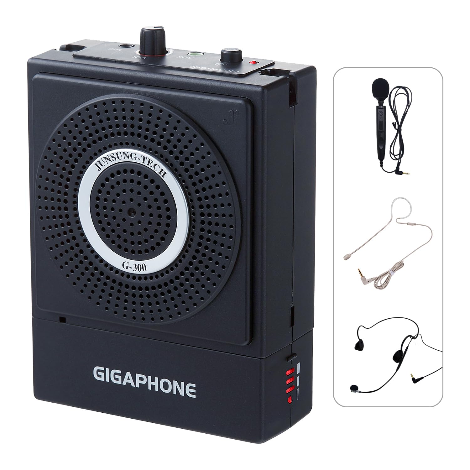 有線マイク 超小型拡声器 GIGAPHONE G300 40W Portable & Compact Loud Voice Amplifier with Microphones ブラック｜湖南オンライン