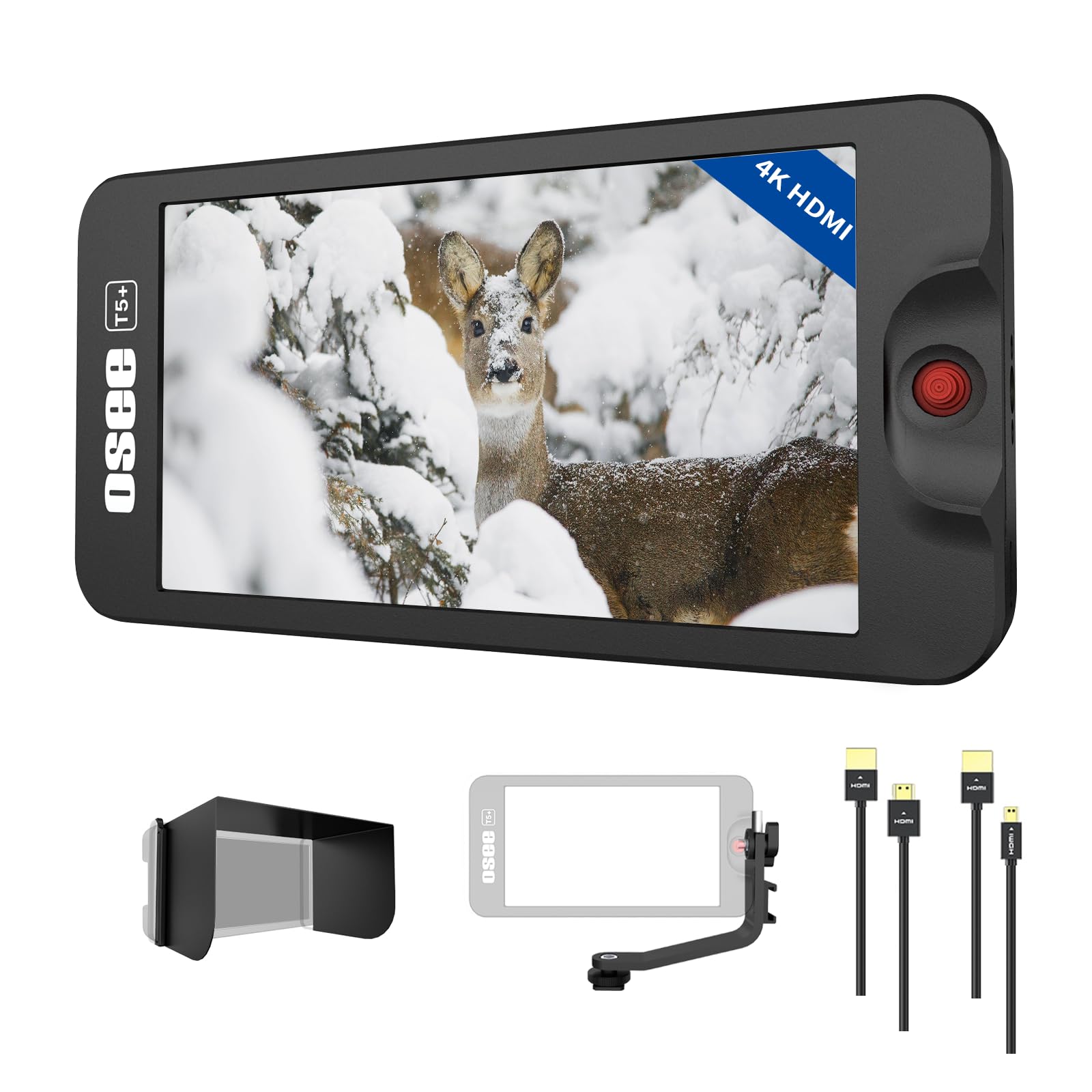 【PSE認証取得】OSEE T5+ 5.5 インチ カメラモニター ビデオモニター 1000nits 3D LUTのサポートIPS FHD 1920x1080 4K HDMI 出力/入力 信号 一眼レフカメラ用