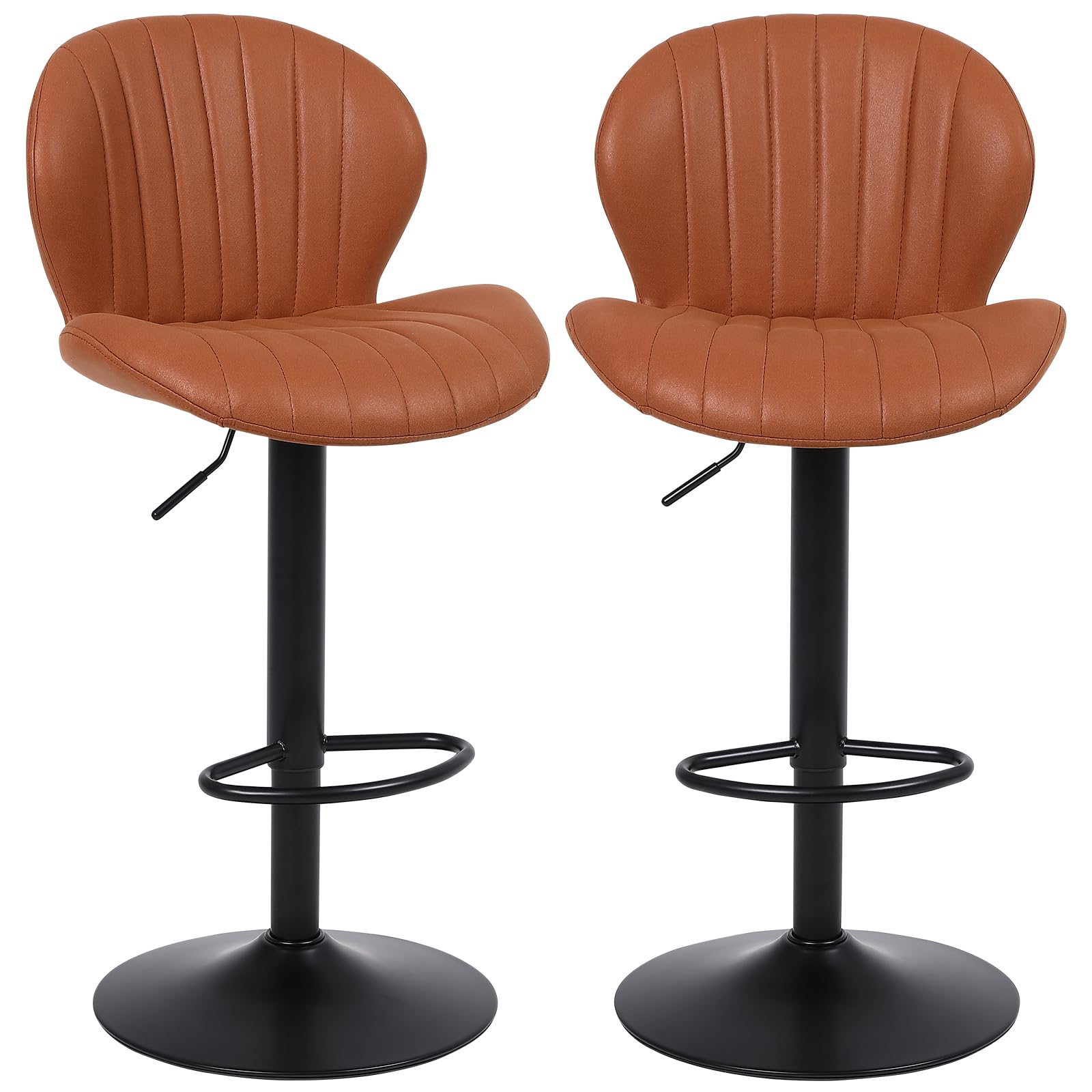 ralex-chair カウンターチェア 2脚セット 昇降式 回転バー椅子 スエード 足置き 背もたれ ハイチェア おしゃれ バー、カウンター、キッチン用 ブラウン