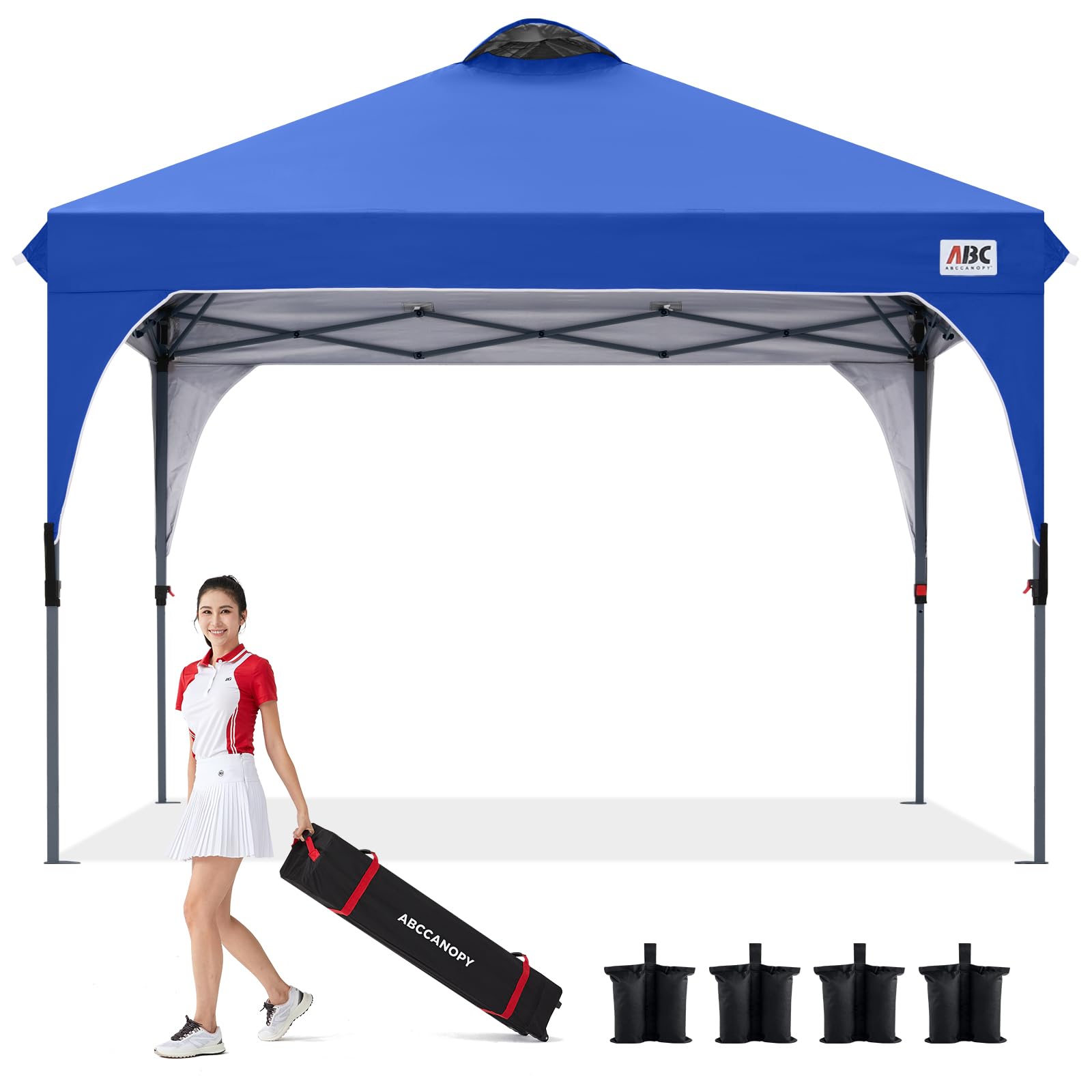 ABCCANOPY タープテント ワンタッチ 3段階調節 ベンチレーション 天井 2m/2.5m/5m アウトドア 簡単 大型 タープ テント キャスターバッグ付き 高耐水圧 遮熱日除け 付属品付き 15,283円