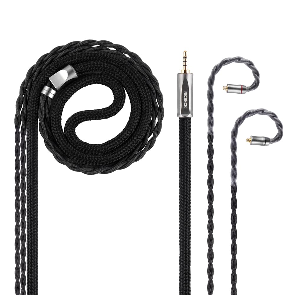 NICEHCK AceOrpheus イヤホンリケーブル 高純度8N単結晶銅OCC MMCX 2.5mm 衝撃吸収ネットデザイン 金メッキプラグ フラグシップ 音質改善 金属製コネクタ 交換用 着脱式 hifiリケーブル 1.2m DIY (2.5mm M|湖南オンライン