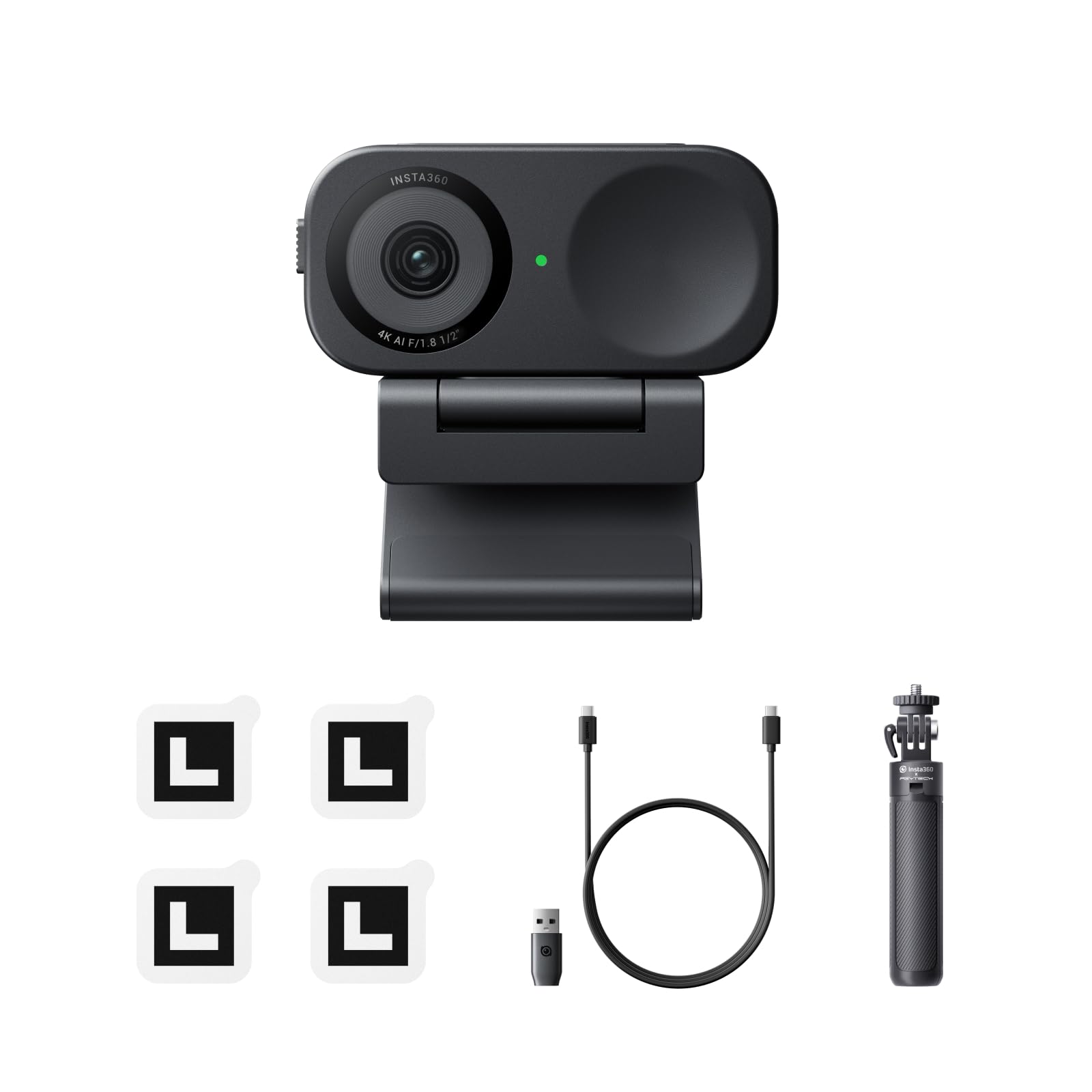 Insta360 Link 2C 三脚キット - PC/Mac 用 4K ウェブカメラ、1/2 インチセンサー、自動フレーミング、HDR、AI ノイズキャンセリング マイク、配信やビデオ通話、ゲーム配信に役立つジェスチャー操作、Zoom、Teams、Twi|湖南オンライン