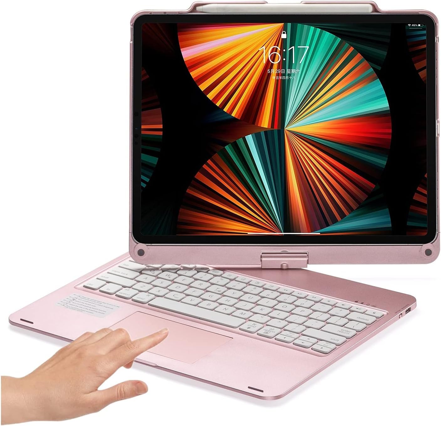 NUWONAYA 360°回転 キーボードケース用の iPad Air 13インチ(M3/M2)/Pro13 (M4) /Pro12.9 (第6/5/4/3世代), 横/縦置きスマート 一体式 タッチパッド付き 7色バックライトキーボード Pencilを充 7,331円