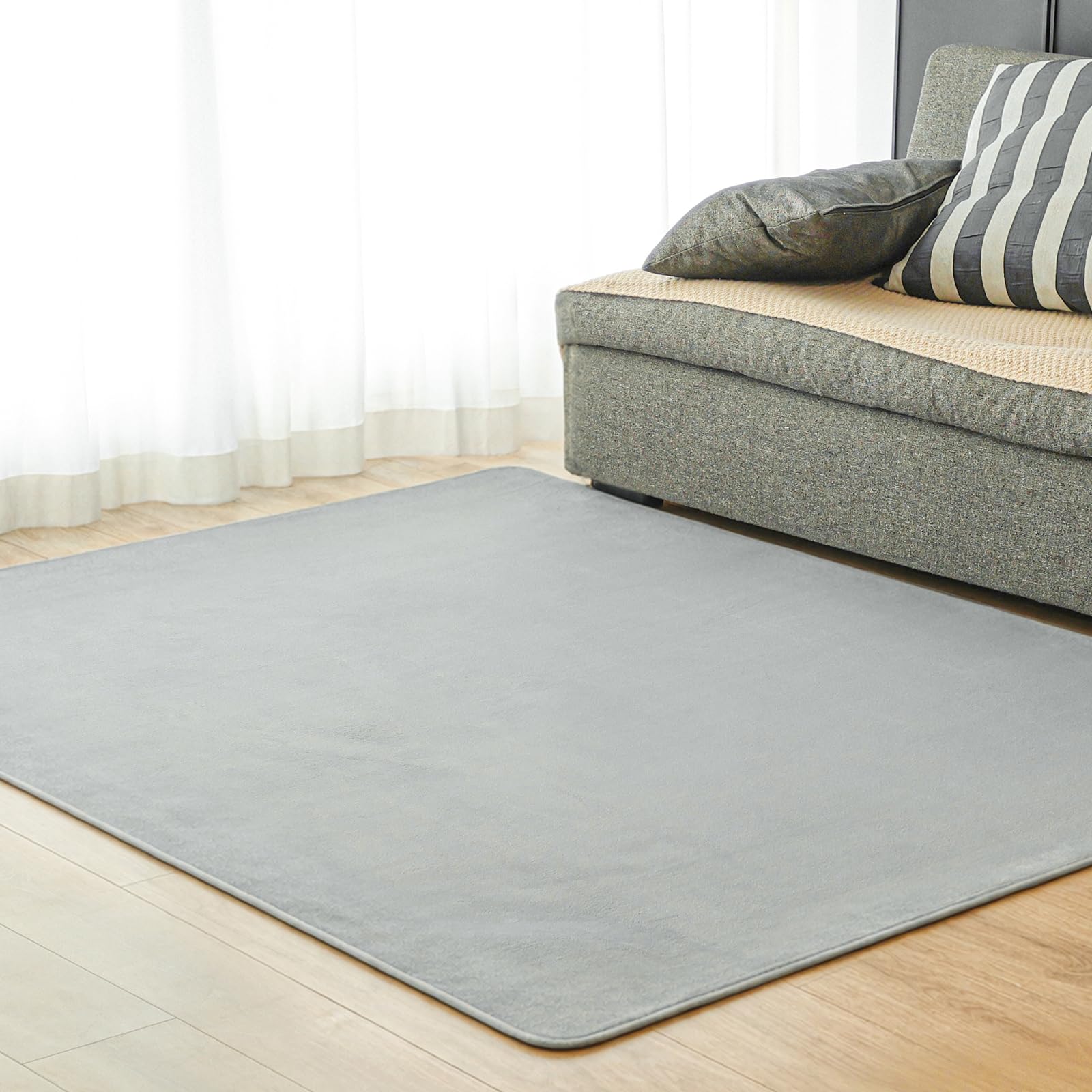カーペット ラグマット 200x250CM 厚手14mm 低反発 防音 洗える 滑り止め付 ベッド暖房 ホットカーペット対応 防ダニ 抗菌 撥水加工 ふんわり手巻き フランネル じゅうたん 約3畳 Bestome グレー