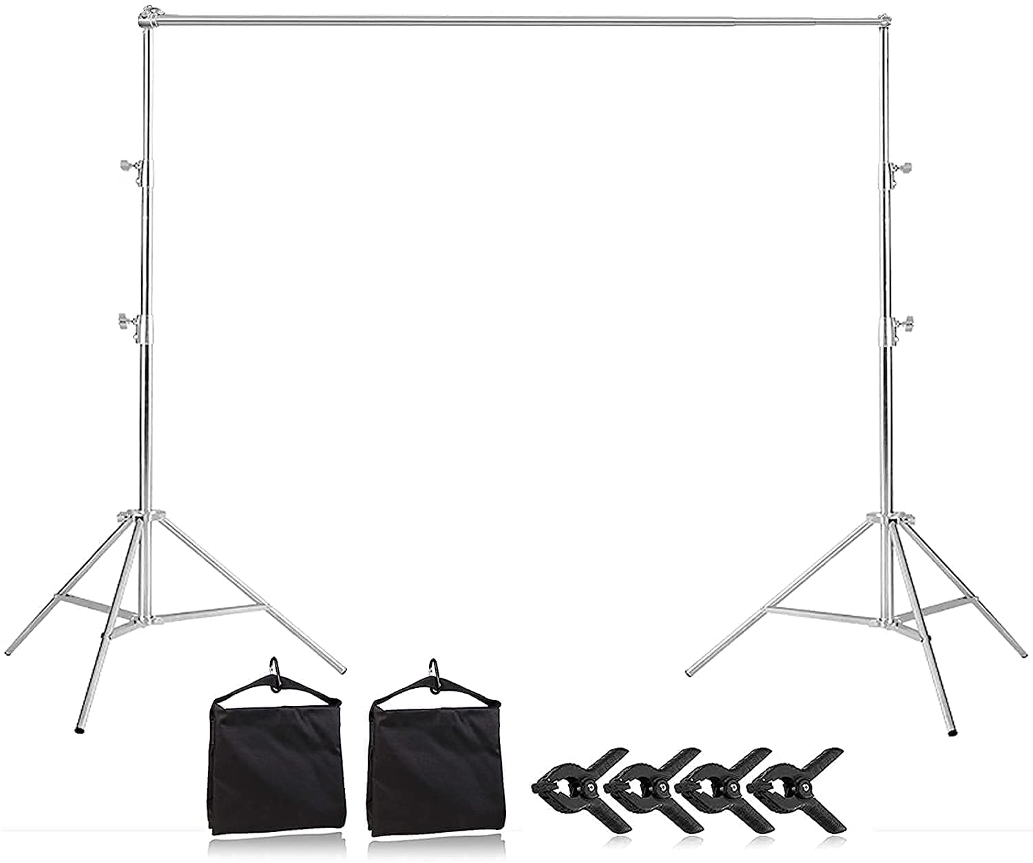 Meking 撮影スタンド 280 x 300cm 背景サポートキット 高さ120cm-280cm調整可能 ステンレス製 耐荷重15kg 強力クリップ4個付き サンドバッグ 写真背景用 撮影スタジオ バックグラウンド リフレクター フラッシュなどに適用
