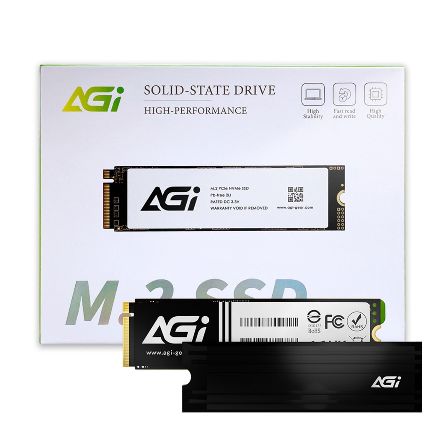 AGI AI838 内蔵 SSD 1TB PCIe Gen4×4 (最大読込: 7,400MB/s) PS5動作確認済み NVMe M.2 2280 DRAM Cache 3D NAND SSD ヒートシンク付き(書き込み速度5500MB/s)|湖南オンライン