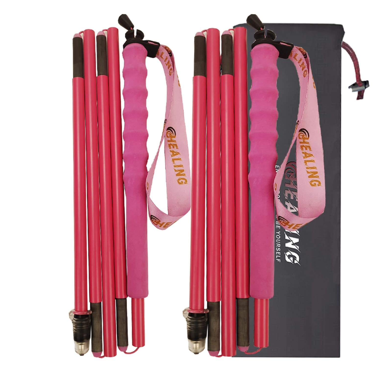 KHEALING トレッキングポール カーボン 折畳み【超軽量110g/120g/130G】炭素繊維 登山 ポール 5節 2本セット 110/120/130 cm ハイキングポール 滑り止め コンパクト 遠足 登山用品 徒歩 キャップ 吸湿発散性に 収納バ