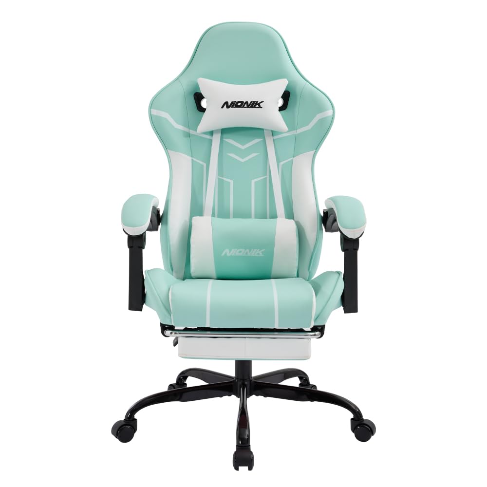 NIONIK ゲーミングチェア オットマン付き 幅広座面 オフェスチェア 連動ひじ掛け ハイバック gaming chair ゲーム用 チェア 多機能 135°リクライニング PCゲーミングチェア 静音キャスター 高さ調節でき パソコンチェア 勉強椅子 座