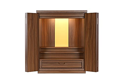 都市工房 仏壇 家具調 扉/LEDライト/引き出し/保証付 (ウォールナット色), 18号)|湖南オンライン