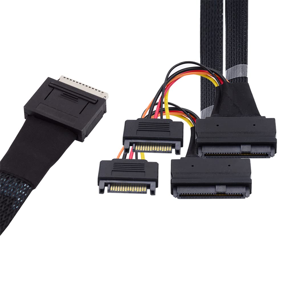 ケーブル50 cm OCuLink PCIe PCI Express SFF-8611 8 x 8チャネルからデュアルSFF-8639 U.2 4 x SSDデータアクティブケーブル