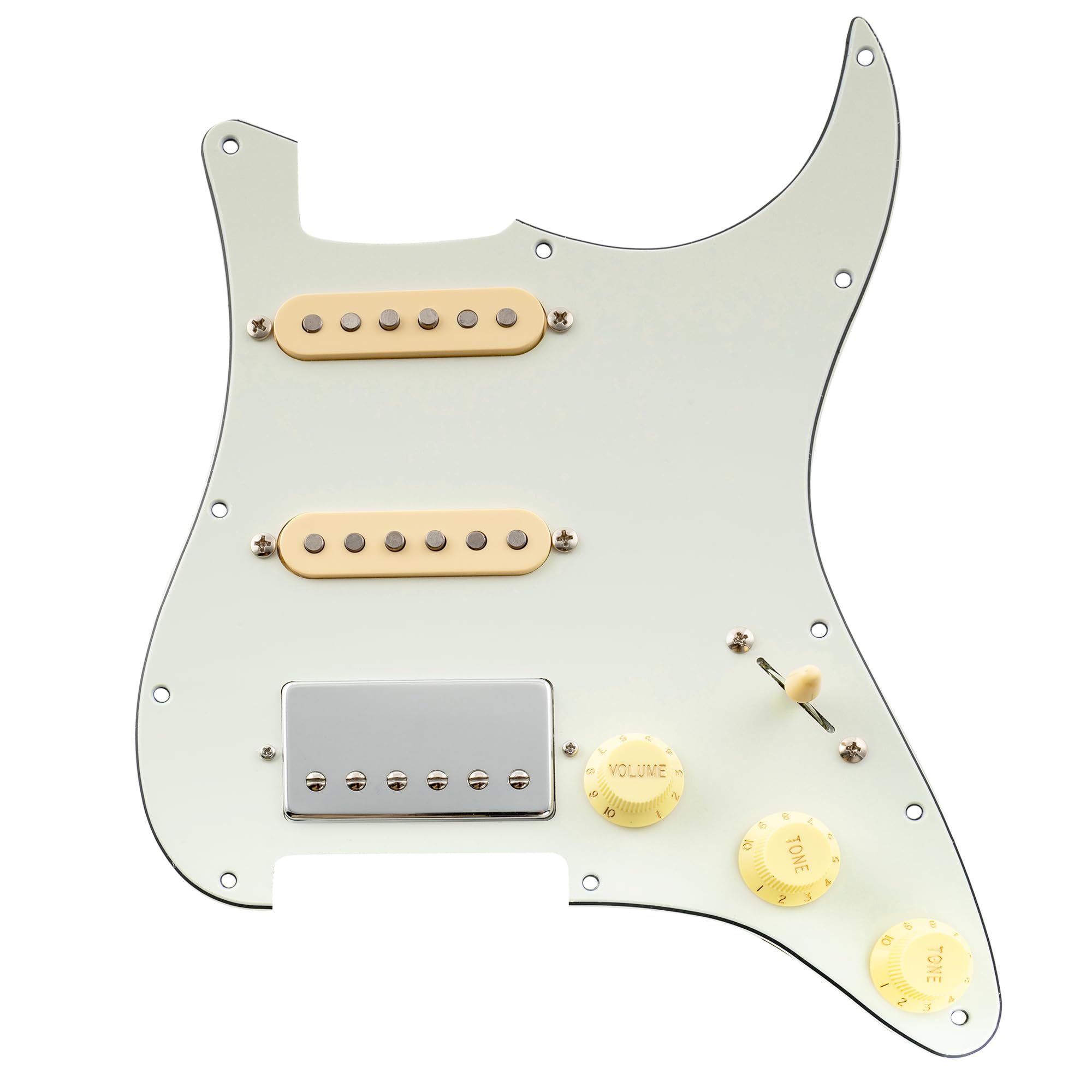 Musiclily Pro HSS ST配線済みピックガード 搭載Artec アルニコ5 ピックアップセットストラトエレキギター用、 3Pエイジドホワイト