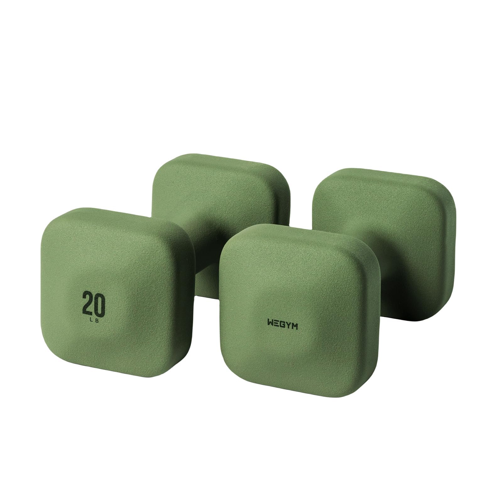 WeGym SafeGrip ダンベル「2個セット 0.9~9.0KG/2~20LB」「エコ材質」ソフトコーティングで [筋力トレーニング 筋トレ シェイプアップ 鉄アレイ 鉄アレー] ダンベルセット 自宅 フォレスト 20LB/9.0KG｜湖南オンライン
