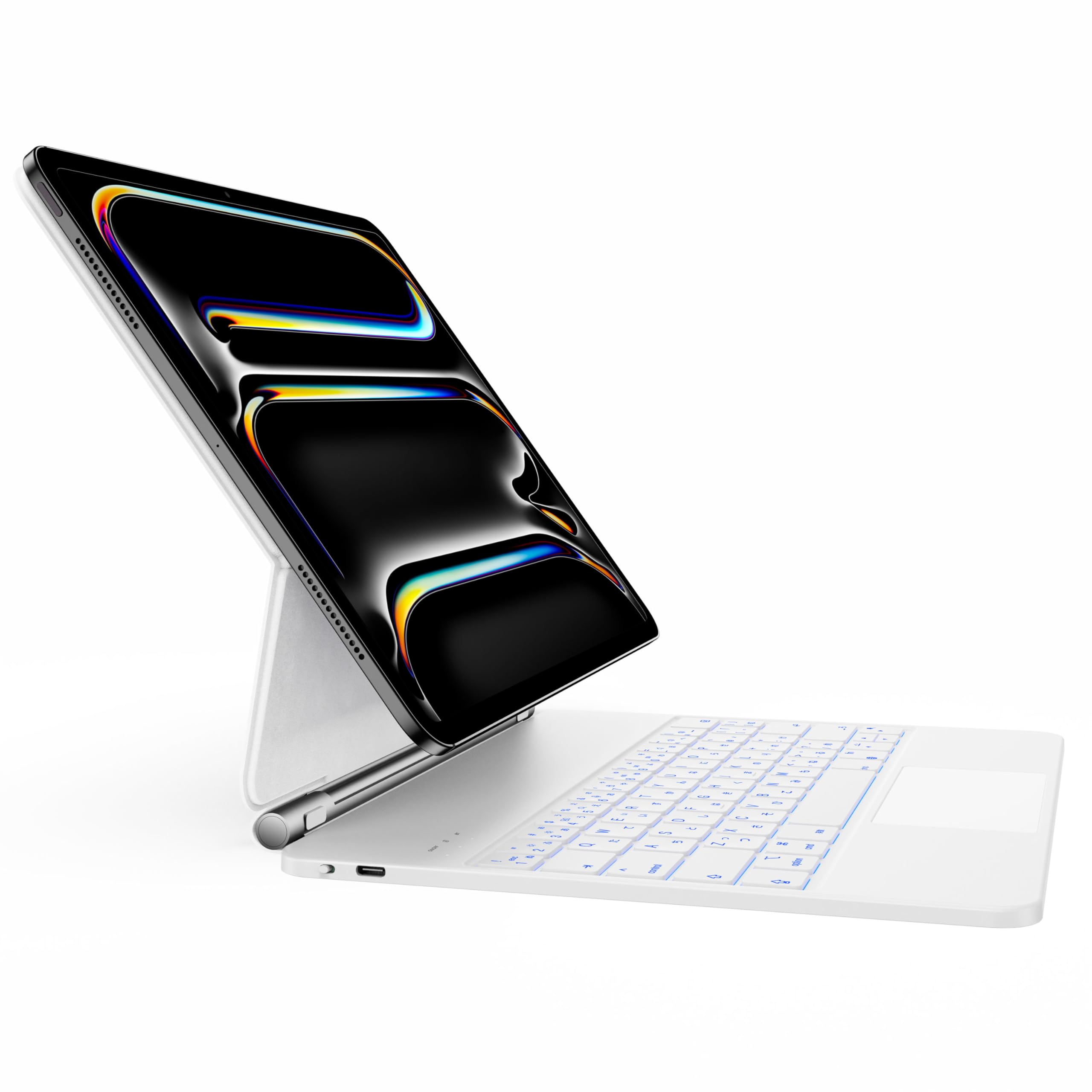 マジックキーボード HOU 2025 (M5/M4) iPad Pro 13インチ用キーボードケース、iPad Pro 2025 13"専用キーボード、多点タッチ対応トラックパッド付き、7色バックライト、磁気吸着スタンド、135°角度調整、軽量薄型、日本語|湖南オンライン