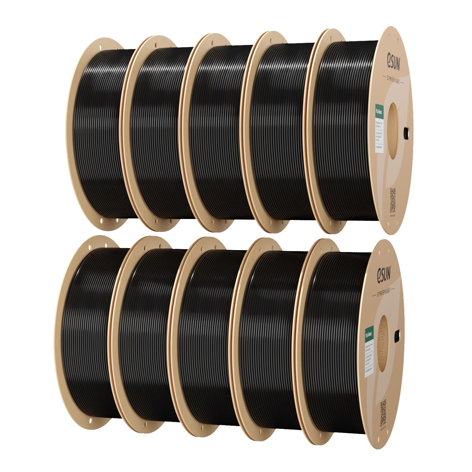 eSUN PLAベーシック フィラメント 1.75mm 10個セット 寸法精度±0.05mm 1kg/巻 ブラック|湖南オンライン