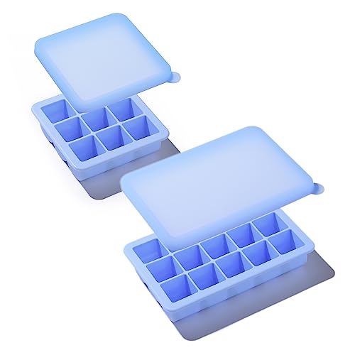 Kalar 冷凍小分け 離乳食保存容器 フリージング 製氷皿 調理用品 ベビーフード アイストレー （9＋15ブロック, ブルー）…画像