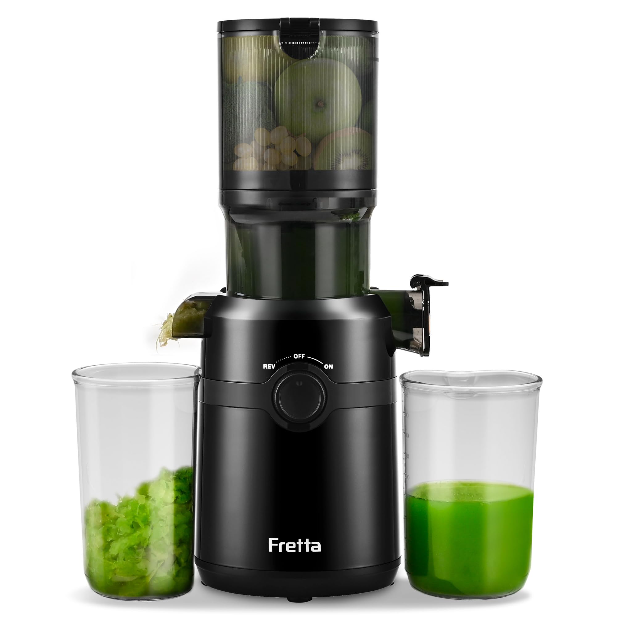 Fretta⭐️ジューサー 1L ホワイト大容量 スロー取り付け簡単 【公式通販】