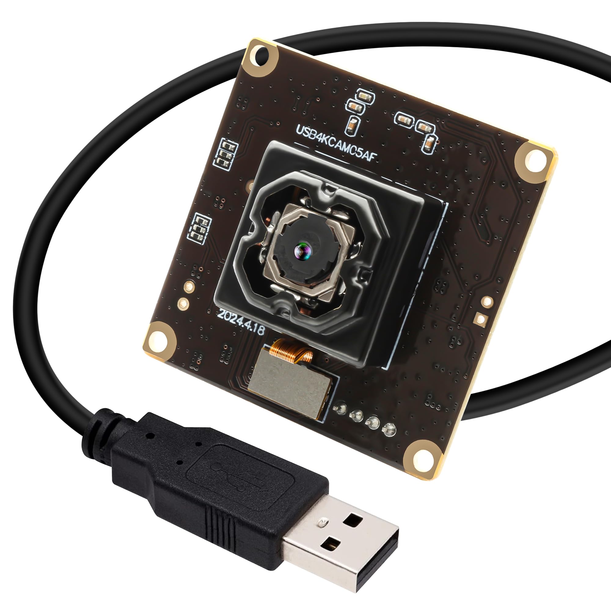 ELP USB カメラ 手ぶれ補正 オートフォーカス USB カメラモジュール 4K 車両カメラ IBIS 安定化 11MP USB カメラ 90 度歪みなしレンズ付き プラグアンドプレイ マシンビジョン 産業用ロボットビジョン用