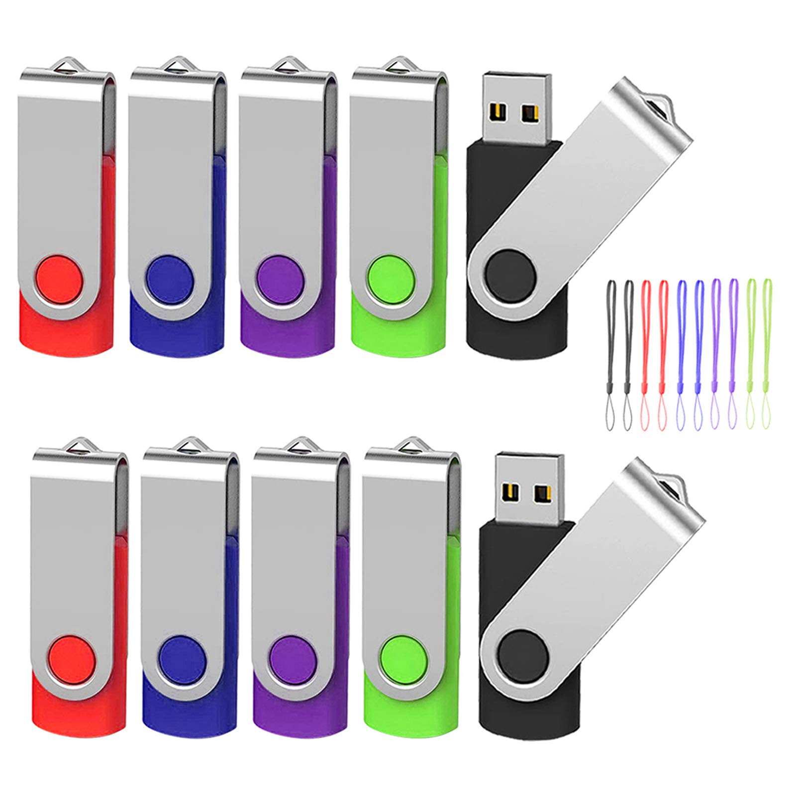 EASTBULL USBメモリ 32GB 10個セット フラッシュメモリー USB2.0 フラッシュドライブ 360° 回転式 5色 (32G, 5色)|湖南オンライン