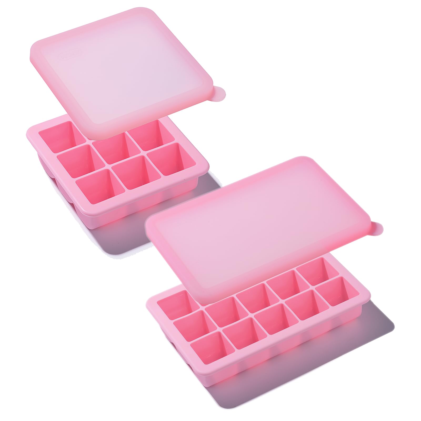Kalar 冷凍小分け 離乳食保存容器 フリージング 製氷皿 調理用品 ベビーフード アイストレー （9＋15ブロック, ピンク）…画像