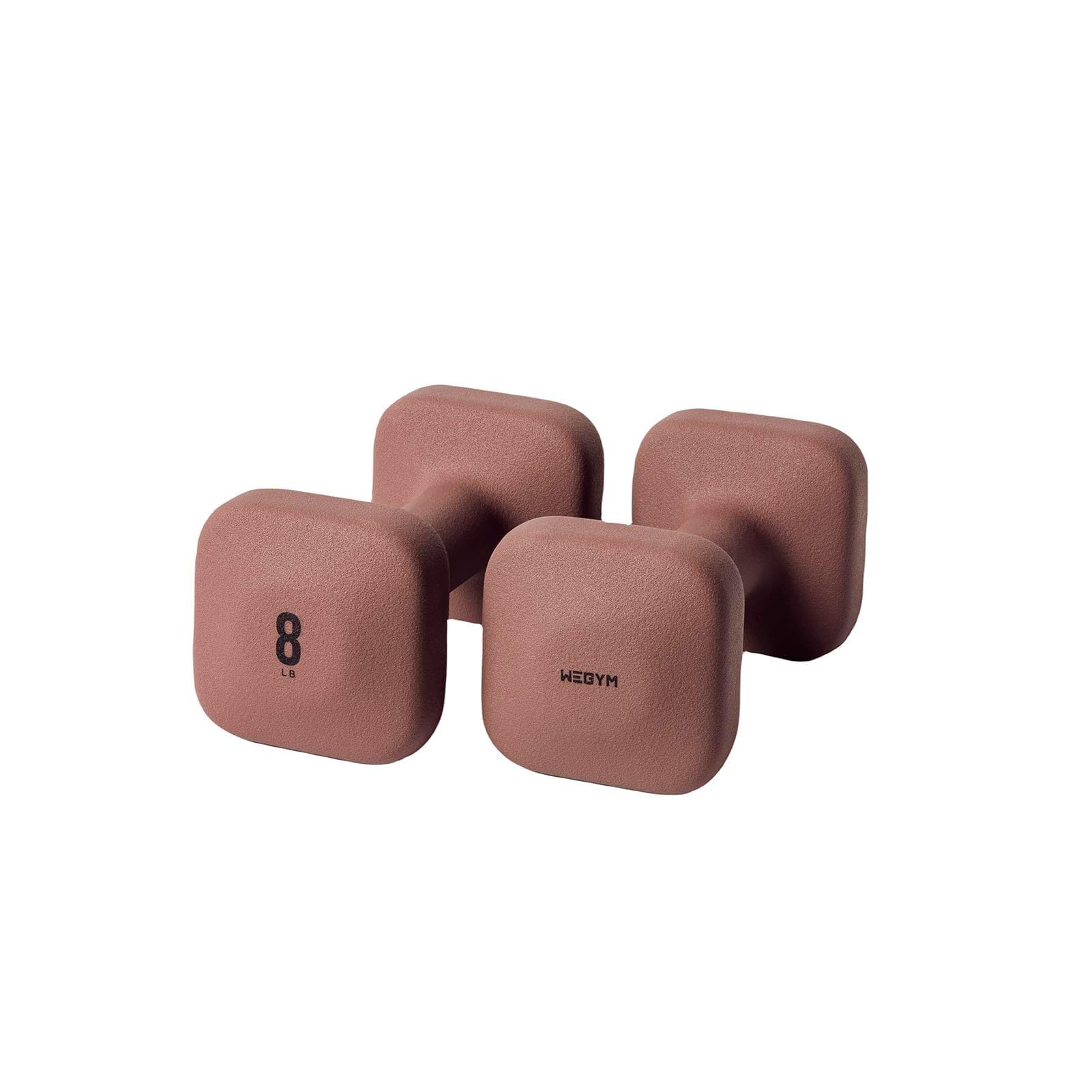 WeGym SafeGrip ダンベル「2個セット 0.9~9.0KG/2~20LB」「エコ材質」ソフトコーティングで [筋力トレーニング 筋トレ シェイプアップ 鉄アレイ 鉄アレー] ダンベルセット 自宅 ローズ 8LB/3.6KG