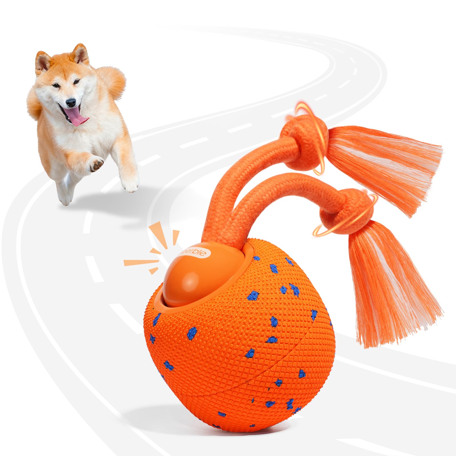 Cheerble 犬用ボール 自動で動く【犬の鳴き声モード搭載】ロープ付き 犬おもちゃ E-TPU素材 USB充電式 転がる・回転・ローリングの3モード 音声ユニット搭載 交換カバー対応 小型犬～大型犬対応 ストレス解消・お留守番対策（Wicked Bal