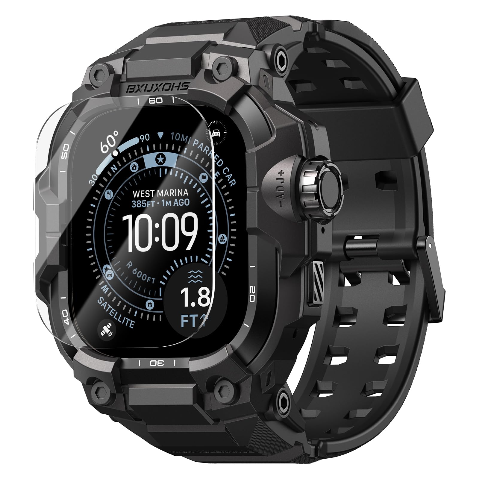 [Wowstrap] コンパ Apple Watch 49mm用バンド付き頑丈ケース、for Apple Watch Series Series Ultra 3/2/1用,for ース メンズ 一体型 TPU/TPE ミリタリーグレードの耐衝撃バンパーカバ