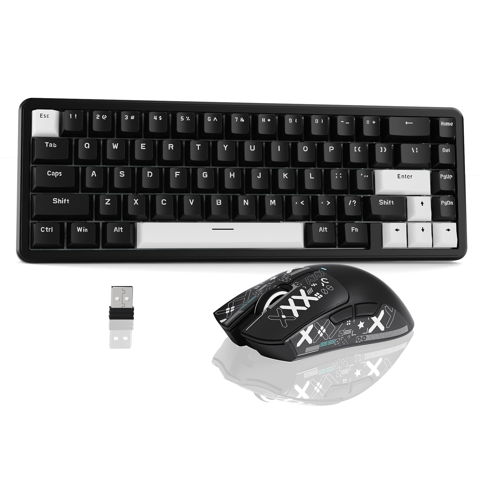ATTACK SHARK ラピットトリガーゲーミングキーボードマウスセット X65HE 磁気スイッチ 0.01mm 8Kkz ポーリングレート R1 ワイヤレスマウス ゲーミングマウス 軽量 2.4ghz/Bluetooth/USB-C (ブラック)｜湖南オンライン 8,665円