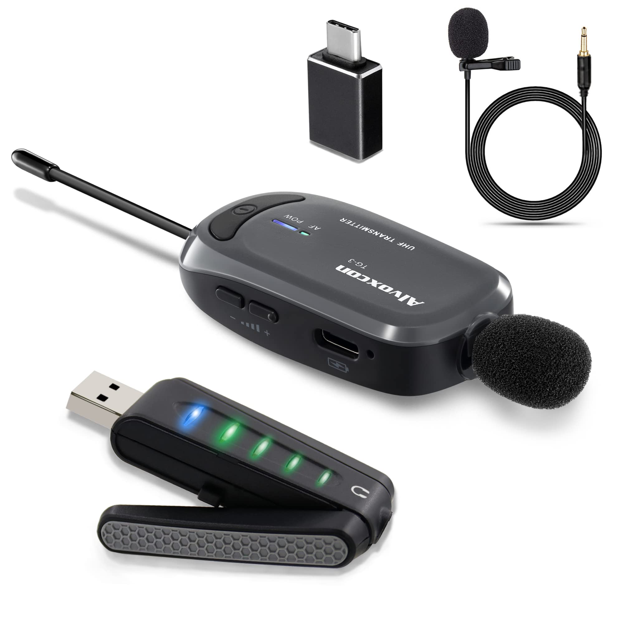ワイヤレスマイク USB ピンマイク PC スマホ対応 UHF 無線 ミニマイク Alvoxcon クリア音声 低遅延 Zoom/録音/配信/スピーカー対応 軽量 クリップ式 日本語説明書 UM310B 6,250円