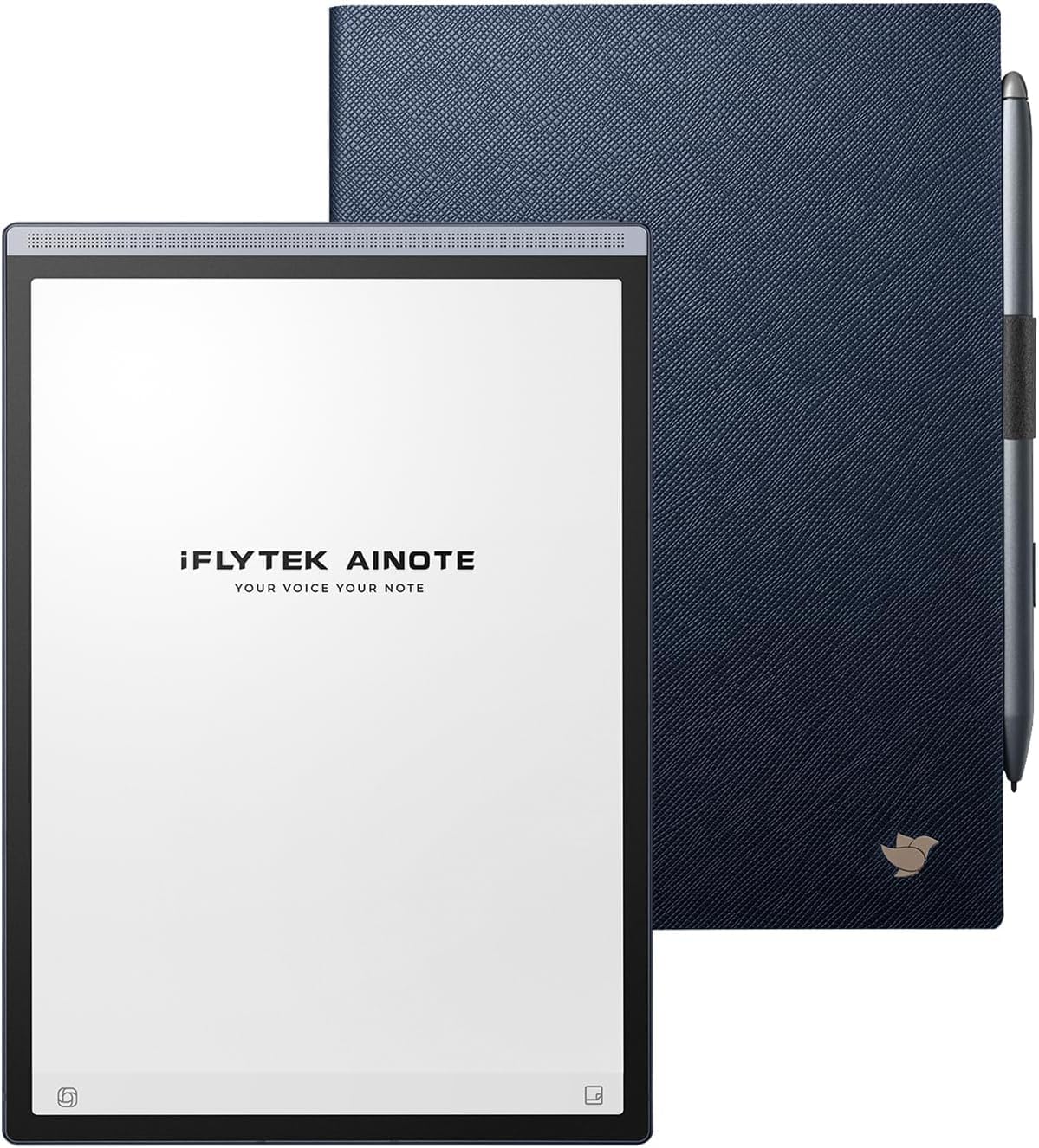 iFLYTEK AINOTE Air 2 電子ペーパーセット - 紺色の保護カバー付き、8.2インチのE Inkタブレット、超薄型電子ノート、音声テキスト変換、ChatGPT、多言語翻訳、手書きテキスト変換機能、寒色・暖色に調光可能、オフィス、会議、読書、｜湖南オンライン