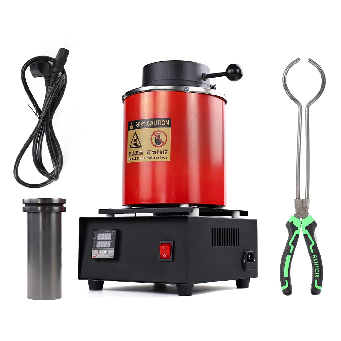 Cnstzbc 電気溶解炉 デジタル金属熔融炉 1100℃110V デジタル温度制御溶解炉 ジュエリー鋳造マシン 断熱カバー グラファイト坩堝 精錬ゴールドシルバースクラップ用 金銀融解用