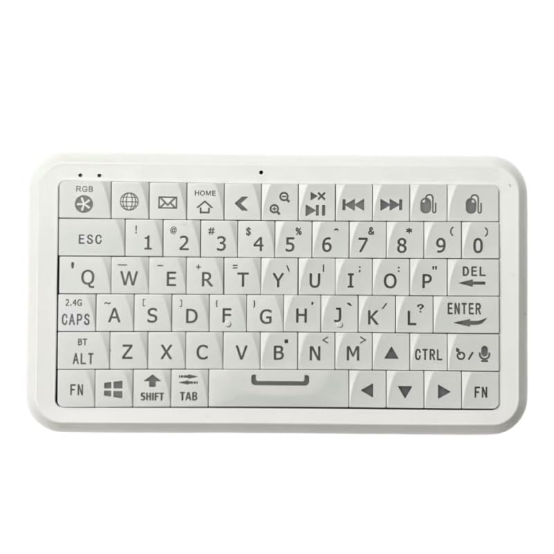 Winmaxle Mobdel B1 ミニ Bluetooth + 2.4G デュアルモード ワイヤレス キーボード、3軸ジャイロスコープ内蔵、64キー、7種類のRGBバックライトオプション、QWERTYレイアウト、充電式バッテリー、Type-Cポート、W