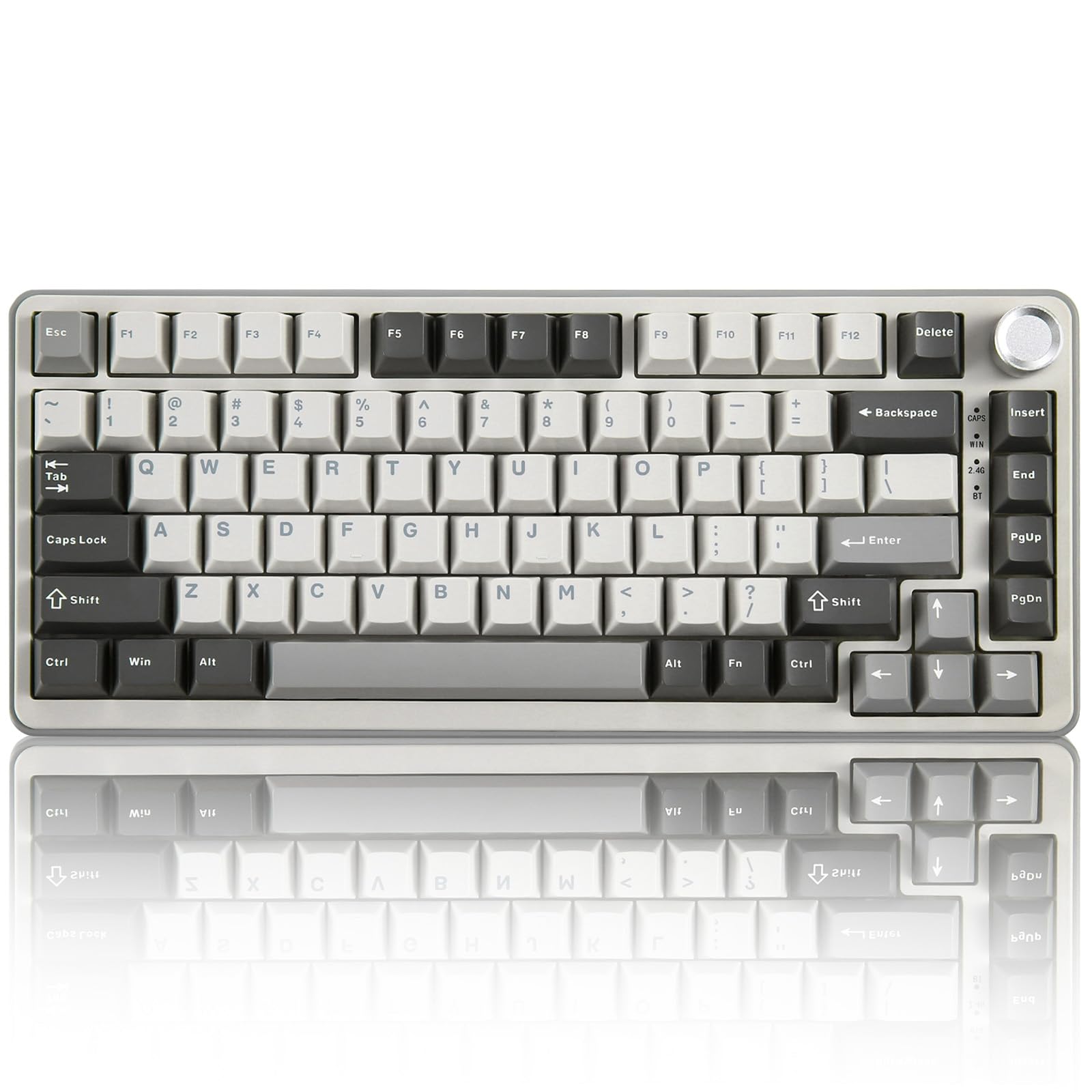 YUNZII B75 PRO 75% ガスケットゲーミングキーボード 無線メカニカルキーボード BT/2.4G/有線 ワイヤレス ホットスワップ 搭載 RGB ノブ付きカスタムキーボード Mac/Win用 技適認証取得 (グレー, ミルクスイッチ)