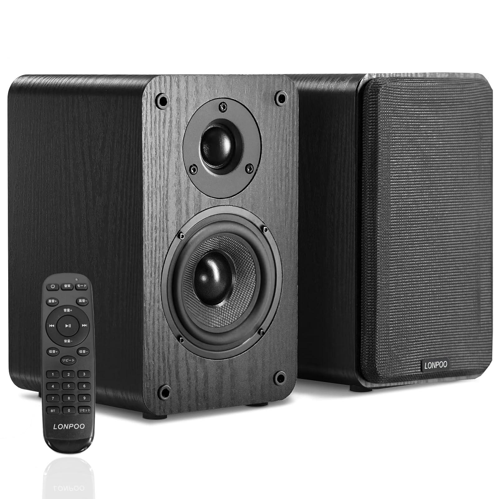 2台1組 100W 2ウェイブックシェルフスピーカー Bluetooth/USB入力/AUX入力/HDMI入力/光入力/同軸入力 4インチウーファー/1.5インチツイーター テレビ/TV/PC用デスクトップステレオスピーカー 木製 ブラック｜湖南オンライン 14,815円
