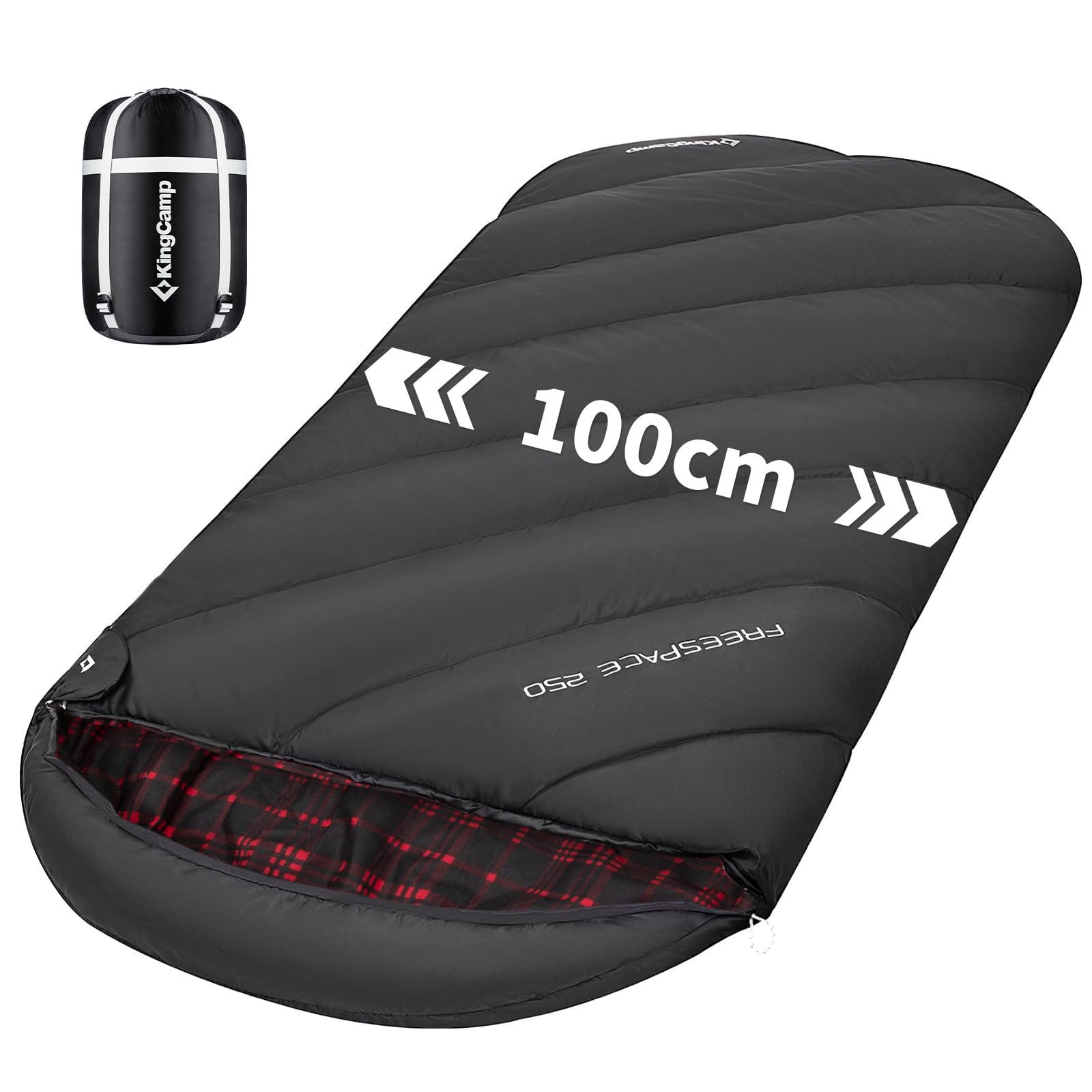 KingCamp 寝袋 シュラフ フランネル生地 冬用 オールシーズン 封筒型 大きいサイズ 幅100cm 2.1KG コンパクト防水 洗える sleeping bag 災害 防災 アウトドア 登山 車中泊 キャンプ 寝具 連結可能