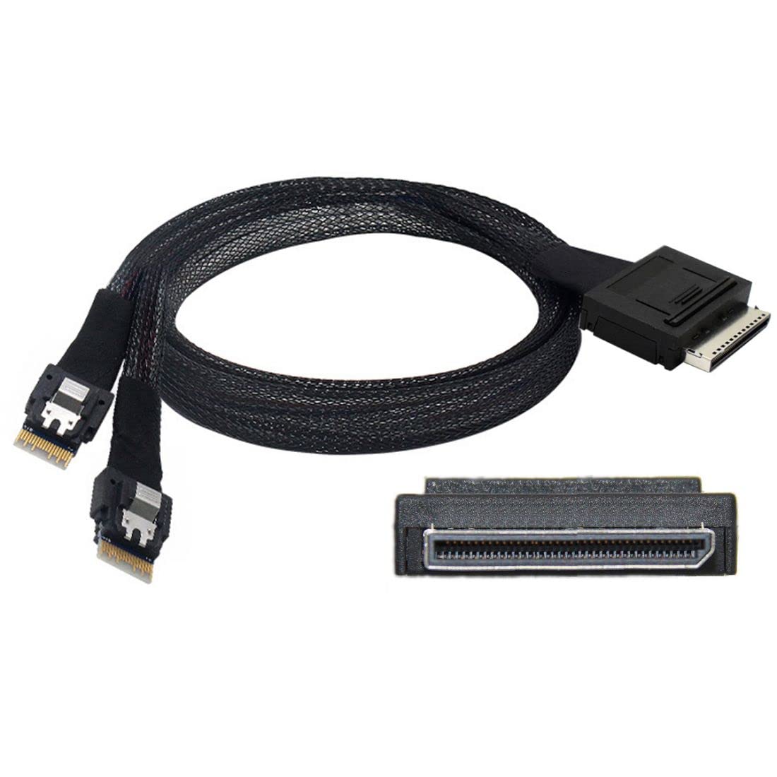 Chenyang SFF-8611 - SFF-8654ケーブル、OCuLink PCIe PCI-Express SFF-8611 8X 8レーンから2 SFF-8654 スリムライン 4X SSD データアクティブケーブル 50cm｜湖南オンライン