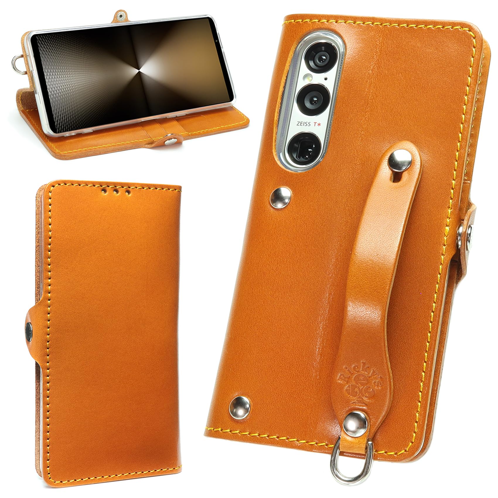 EFGS Xperia1VIIと互換性のある 手帳型 ケース 栃木キャメル MSポケット 【右開き】docomo SO-51F au SOG15 Softbank ベルト 栃木レザー 革 本革 日本製 リッキーズ|湖南オンライン