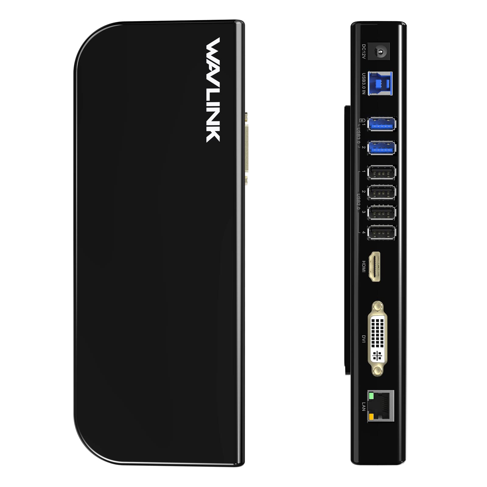 WAVLINK USB 3.0 ユニバーサルドッキングステーション/1ｘ4K対応 HDMI出力ポート/1ｘDVI ポート/2ｘUSB 3.0ポート/4ｘUSB 2.0ポート/1ｘギガビットイーサネットポートなど13ポート搭載、Windows Vista/7