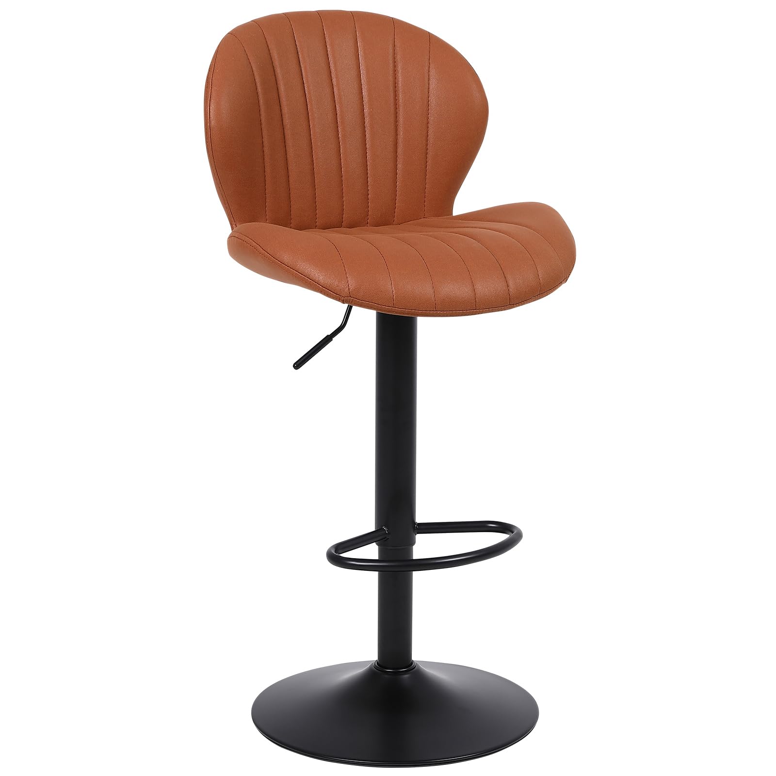 ralex-chair カウンターチェア 1脚 昇降式 回転バー椅子 スエード 足置き 背もたれ ハイチェア おしゃれ バー、カウンター、キッチン用 ブラウン