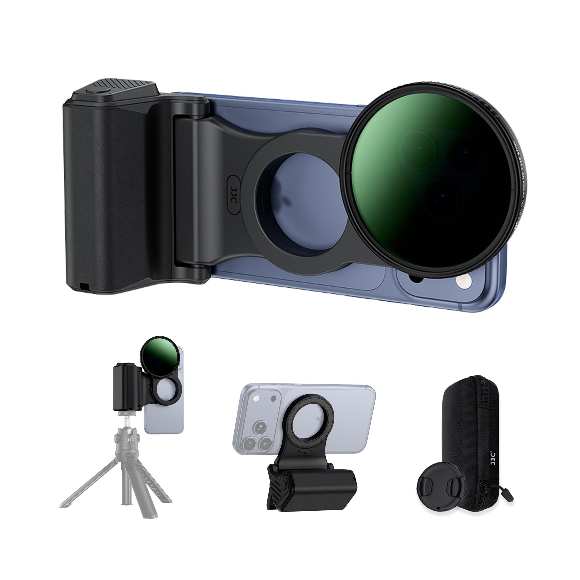 JJC スマホ撮影セット マグネット スマホグリップ + スマホ 67mm レンズフィルター アダプター + 可変NDフィルター キット NDV2-128 減光 iPhone 17/Air/17 Pro/16 Pro/15 Pro/14 Proに対応 自撮