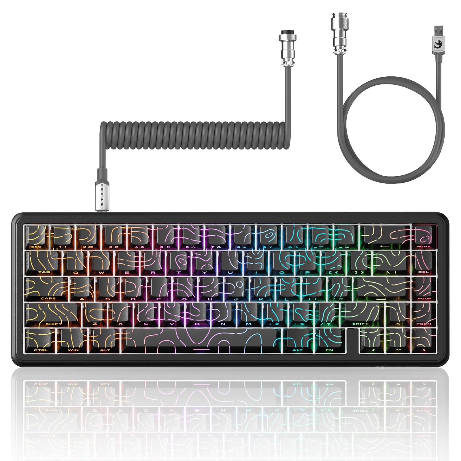 ATTACK SHARK X65 HEラピッドトリガーキーボード、磁気軸、65% 有線ゲーミング キーボード、0.01mm RT精度、0.125msレイテンシー、8Kポーリングレート、0デッドゾーン、snap tap、128Kスキャンレート、QMK ウェブ