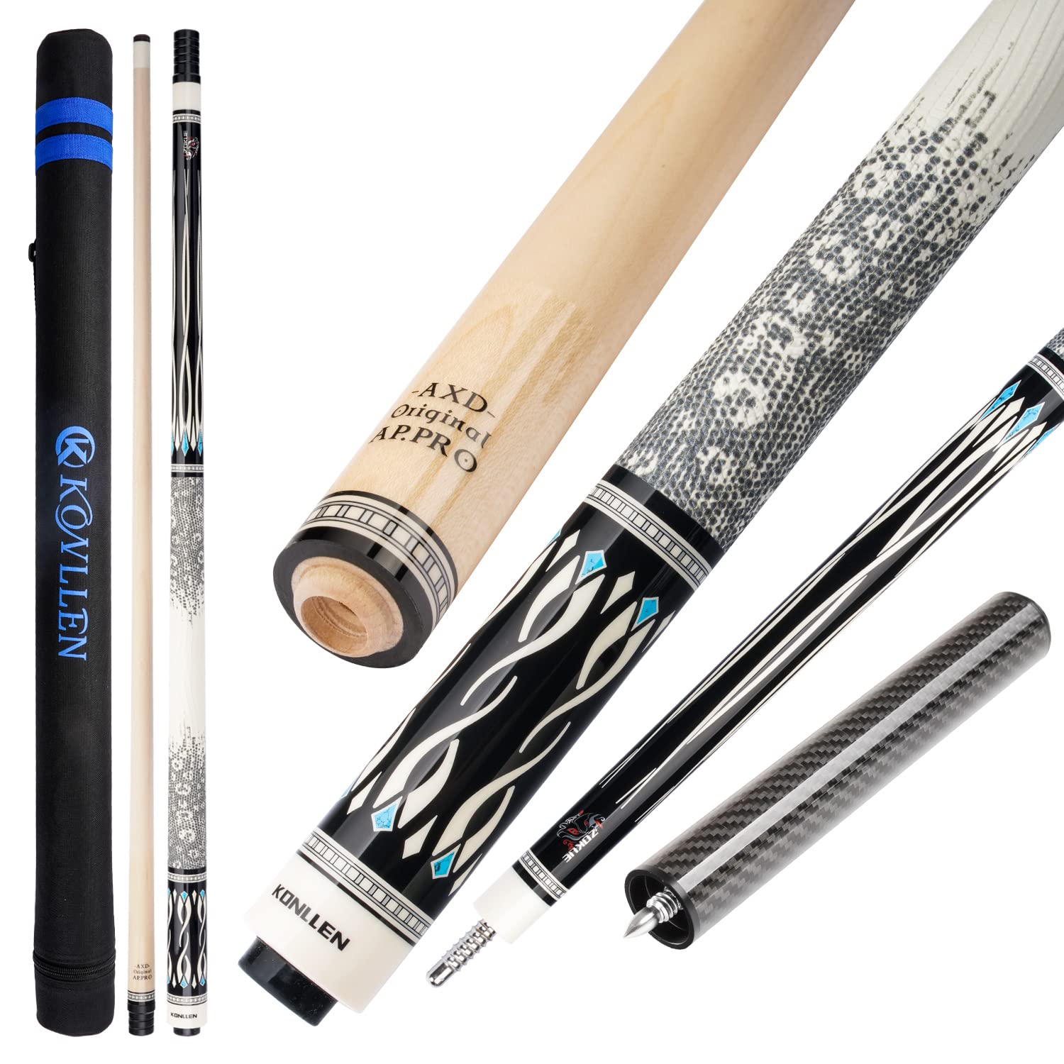 KONLLEN プールキュースティック147cmビリヤードキュースティック10.5mm、11.5mm、12.5mm キューヘッドXTC フェルールエクステンションキューバッグ|湖南オンライン