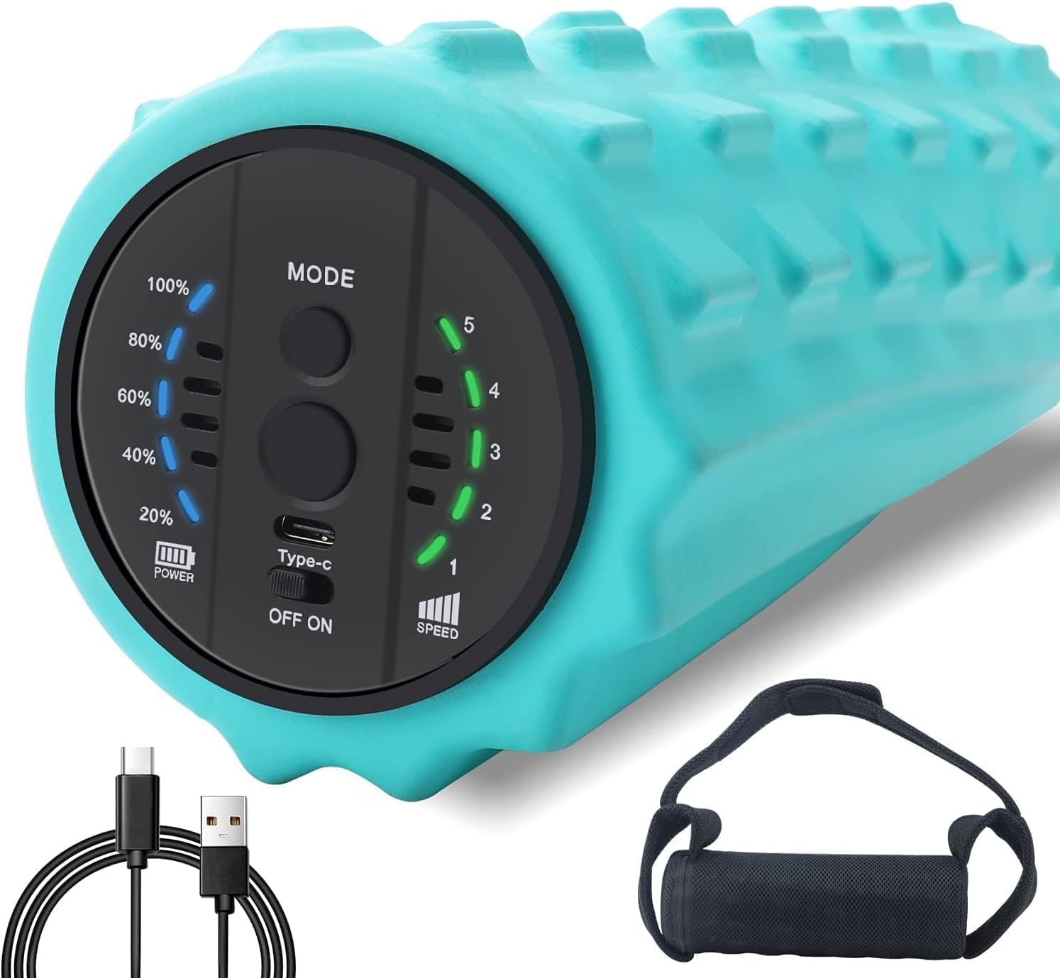 COOBST 振動フォームローラー 電動フォームローラー 5段階強度切替 充電式 バッテリー内蔵 高耐久 EVAソリッドコア フィットネス ヨガ スポーツ リカバリ キャリーバッグ付属