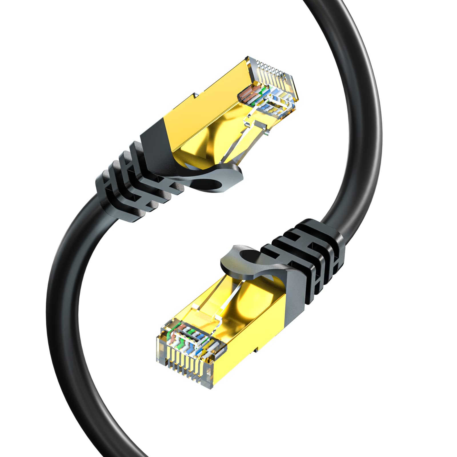 LANケーブル 70M CAT7, UGOMI 屋外 カテゴリー7 イーサネットケーブル 工業階級 三重遮蔽 SSTP 10Gbps 600MHz UV/防水、直接埋葬、PEジャケット PS4 Xbox Modem Routerなどに適用されます