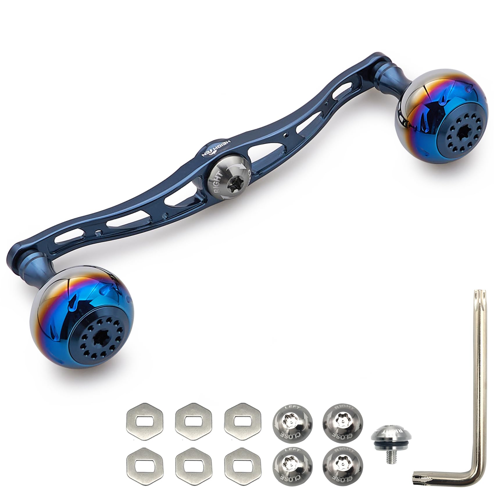 HEIGHTEN 130/120/115mm リール ハンドル シマノ ダイワ アブガルシア 通用 ベイトリール 用 Aurora Series (タークブルー, 130mm) (839)