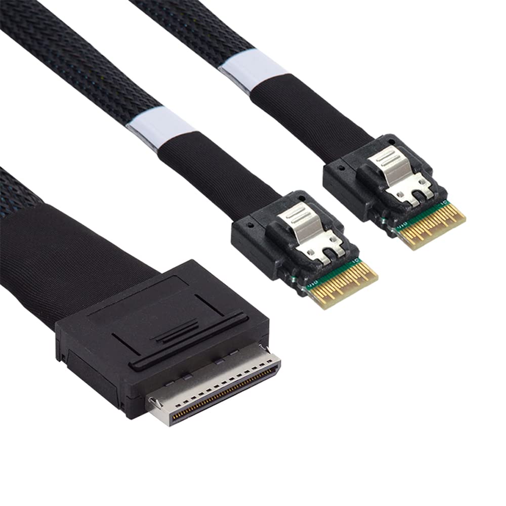 ケーブル50 cm OCuLink PCIe PCI Express SFF-8611 8 x 8チャネル・デュアルSFF-8654細線4 x SSDデータアクティブケーブル