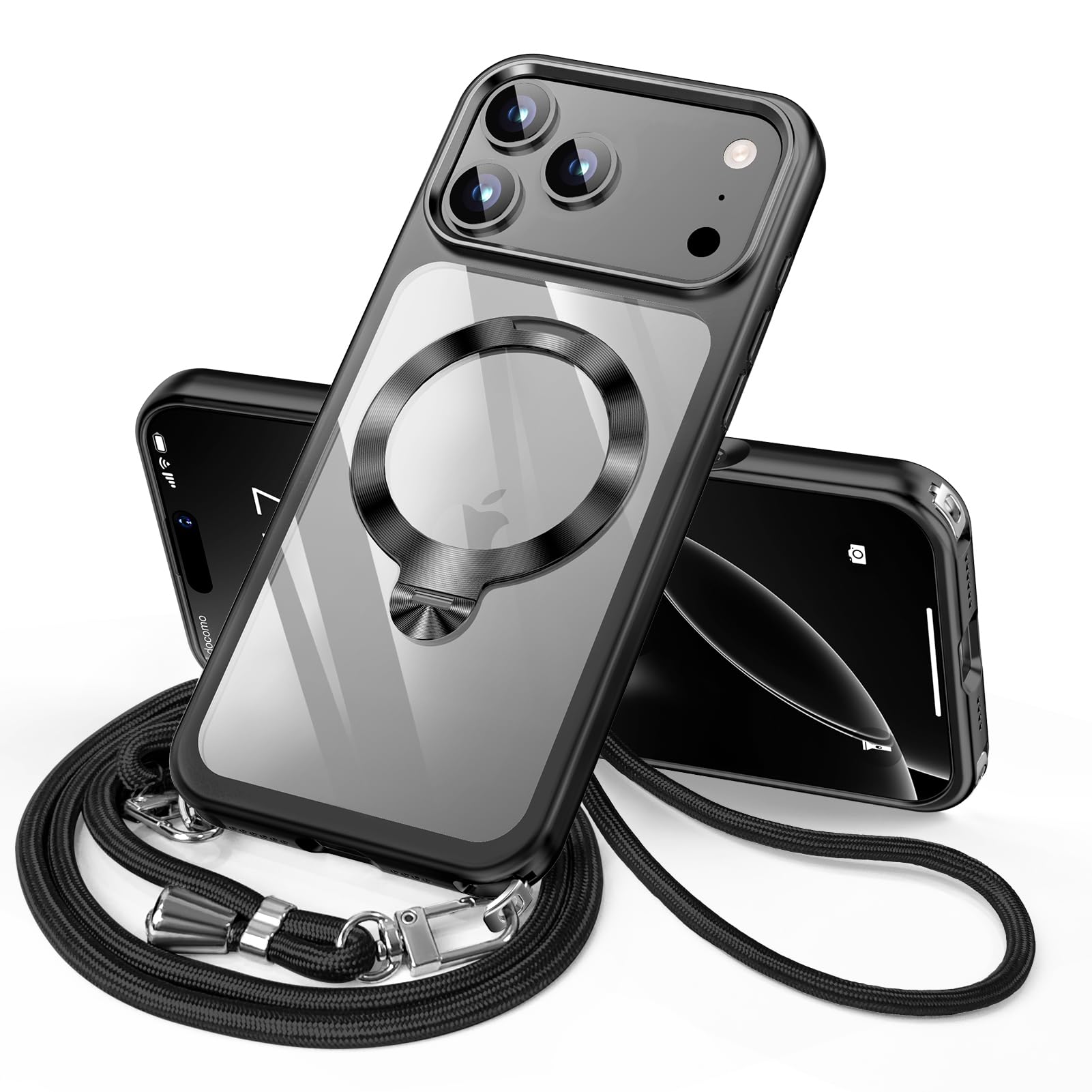 MEIKKS iPhone 17 Pro Max 用 ケース メッキデザイン & 特別なCD調スタンド」隠しストラップホール付き 多機能360度回転スタンド MagSafe ワイヤレス充電対応 耐衝撃 カメラレンズ保護 6.9インチ いphonePro M